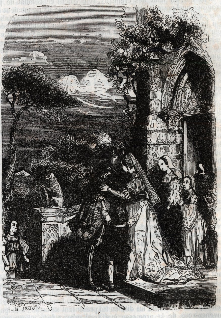 Renaud Returning to His Family - Engraving of 1851 from 