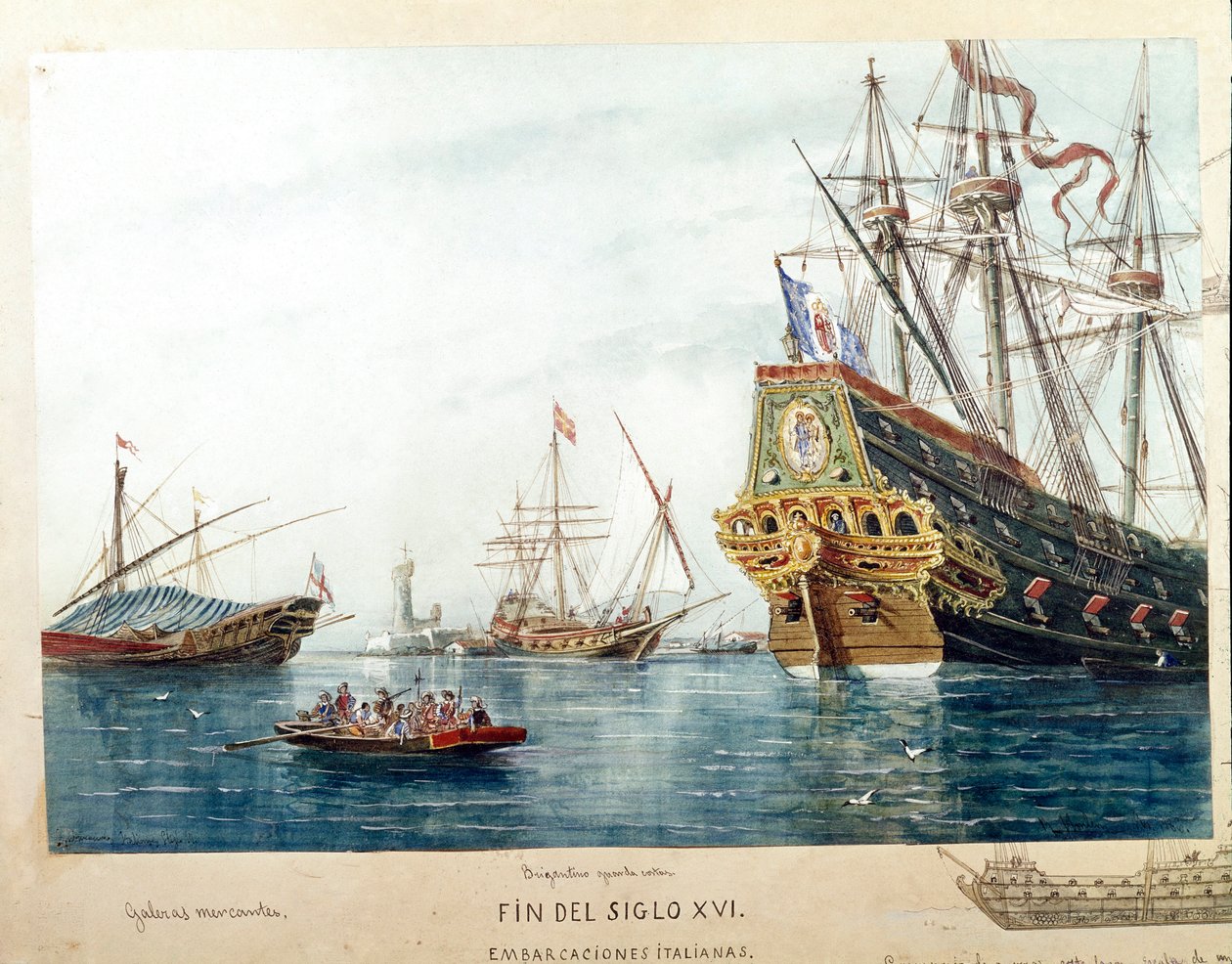 Representation of Italian Ships, Galleys, Brigantine of the 16th Century by Unknown artist