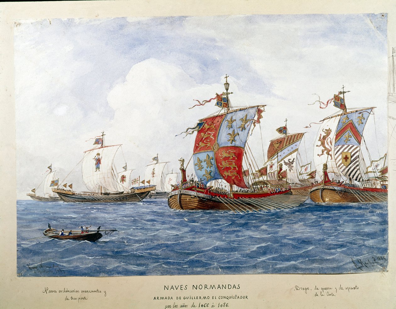 Representation of the fleet of William the Conqueror in the 11th century, ships of war, commerce, passenger transport by Unknown artist
