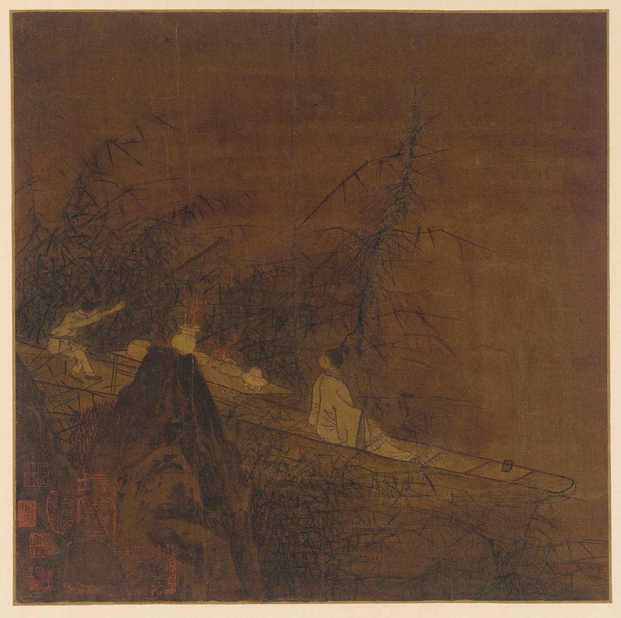 River Scene: A Boat Among Wild Bamboo by Unknown artist