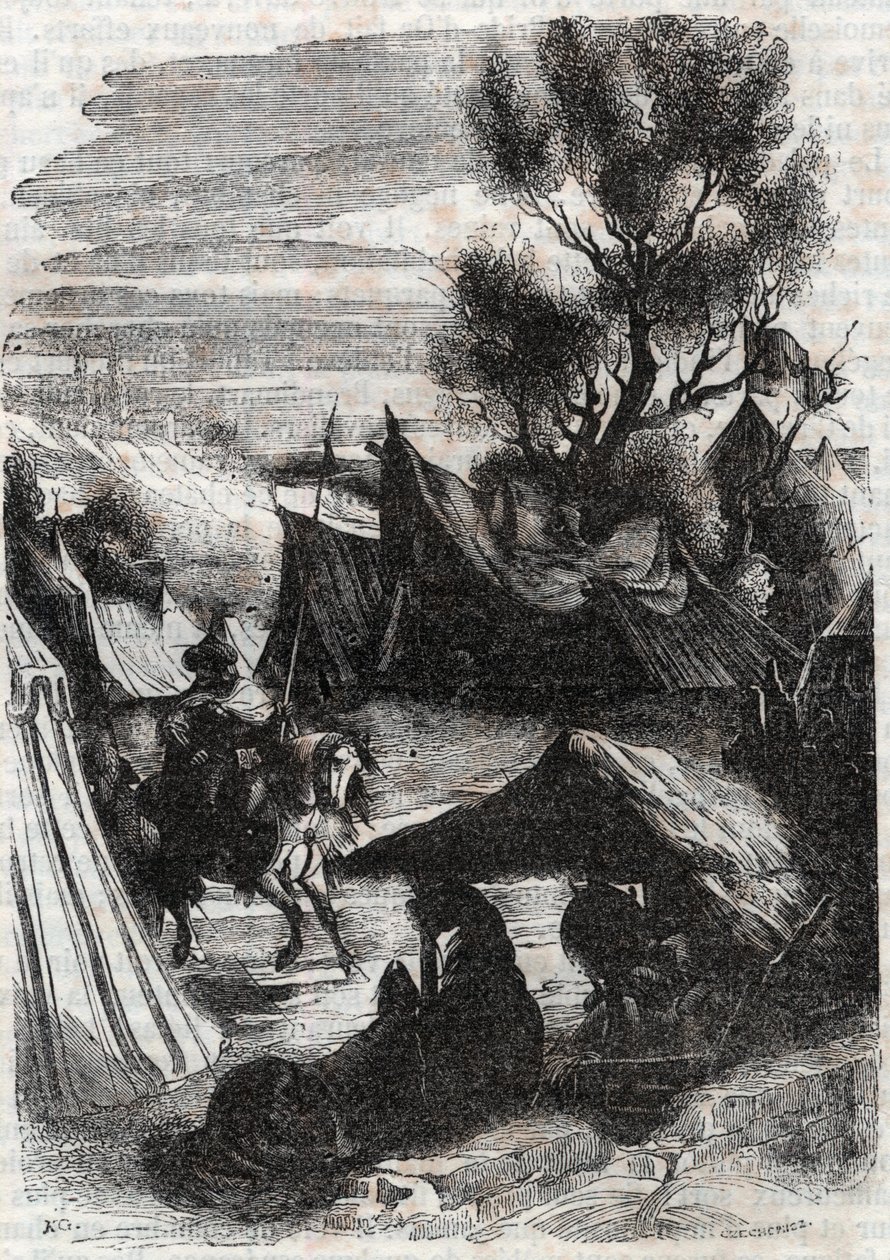 Roland in the Saracen Camp - Engraving of 1851 from 