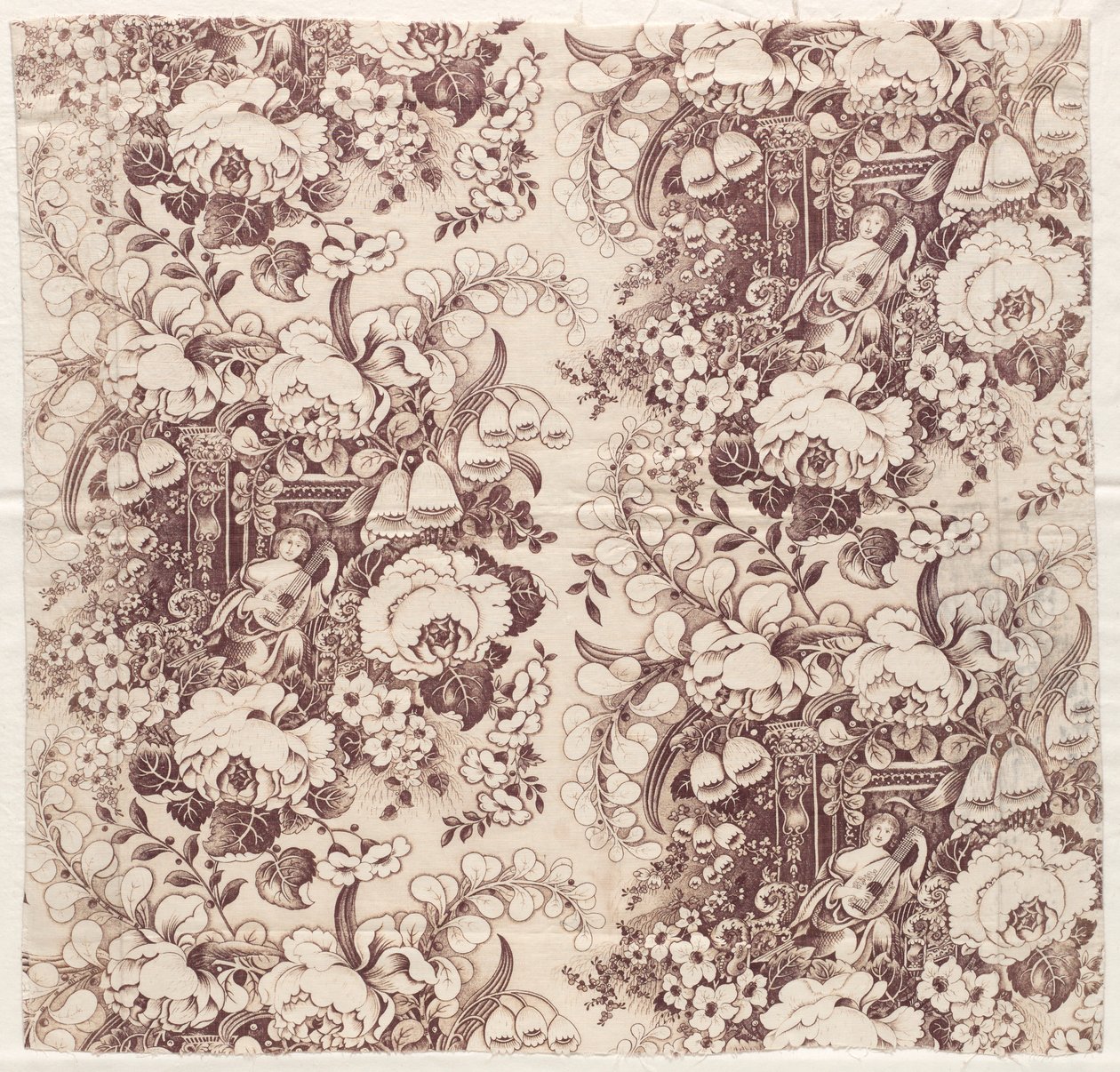 Roller-Printed Cotton with Design of Woman Playing a Lute by Unknown artist