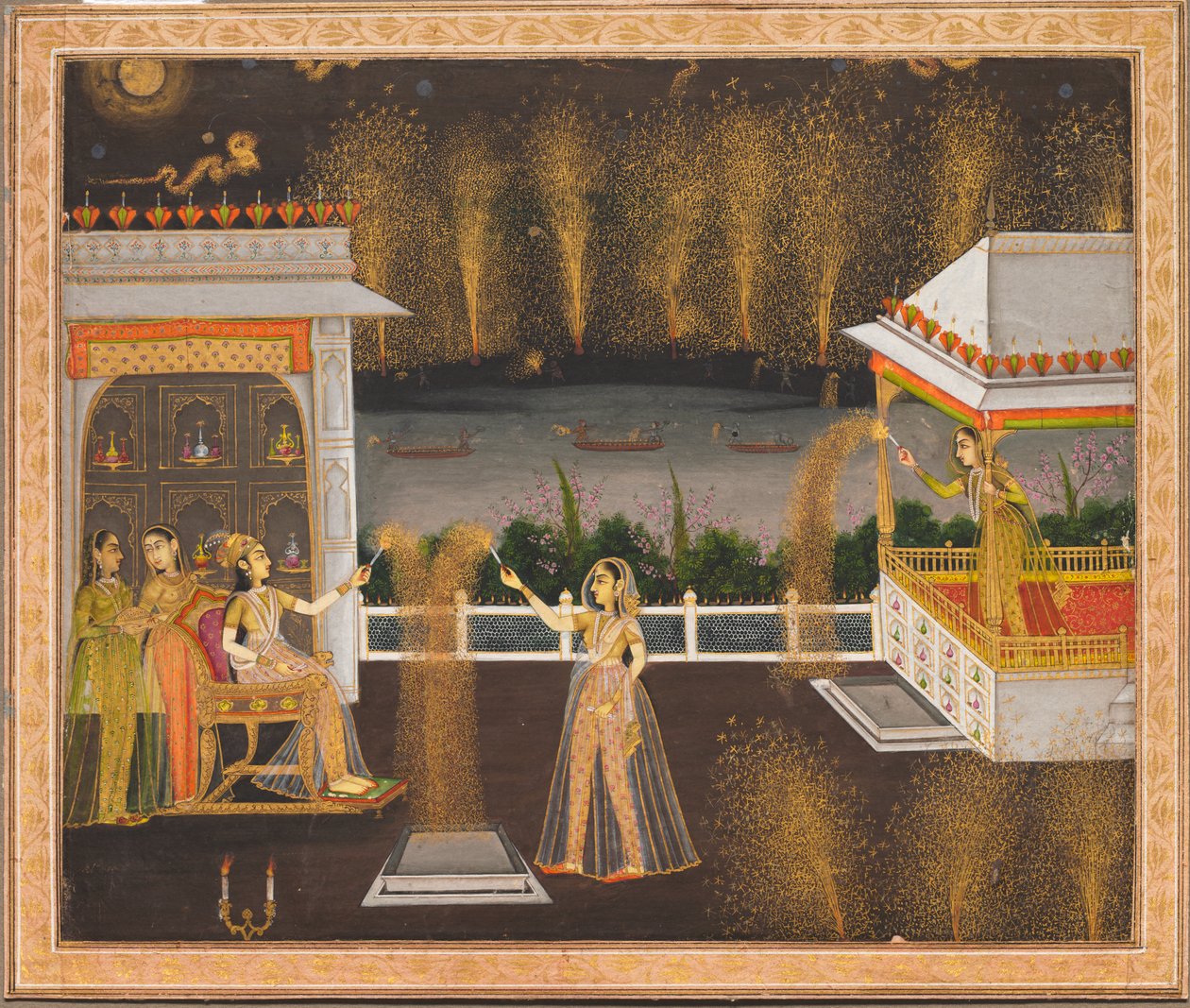 Royal Women Celebrating Diwali by Unknown artist