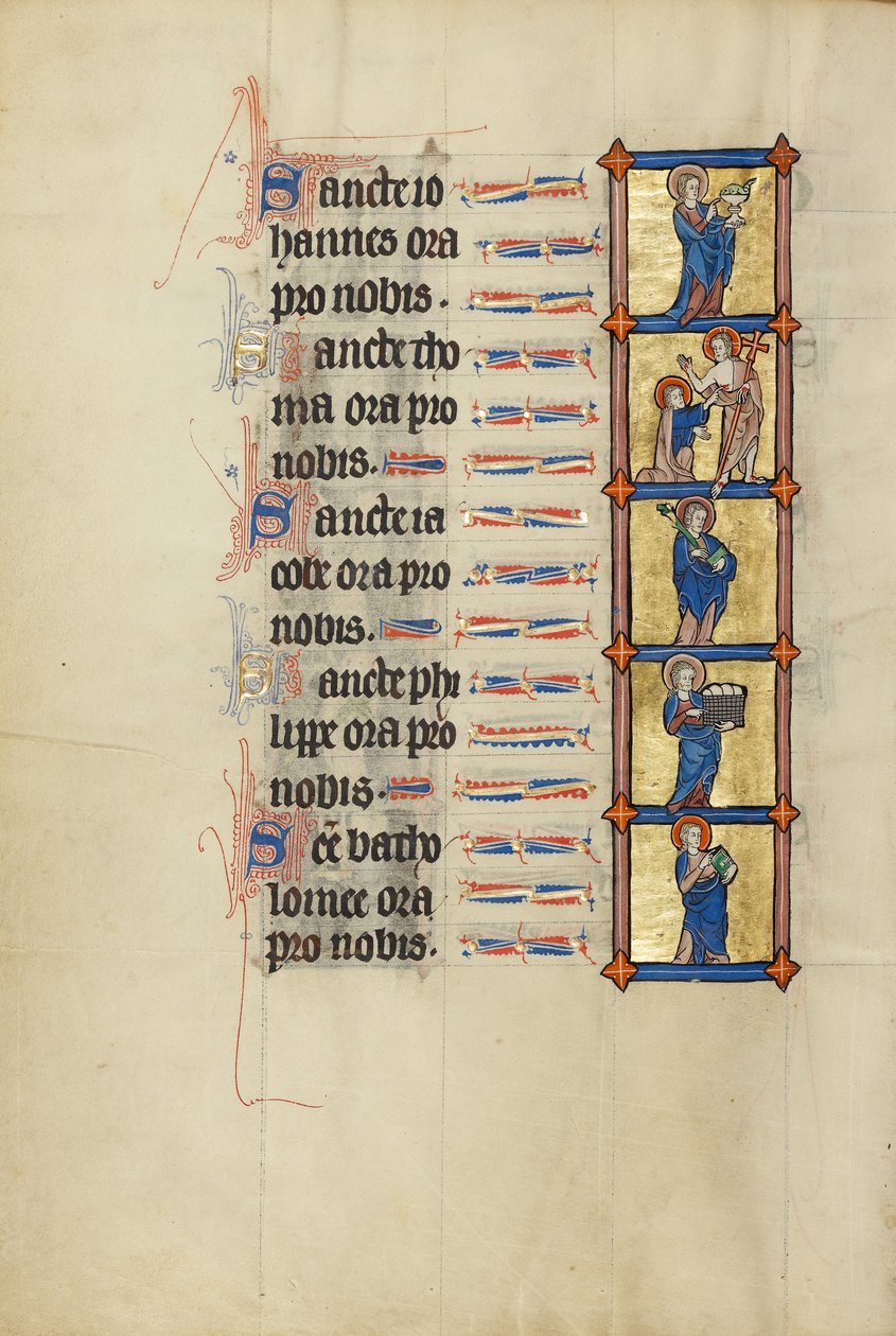 Saint John the Evangelist with the Poisoned Chalice; Doubting Thomas; Saint James with a Book and the Poisoned Club; Saint Philip Carrying a Basket of Bread; Saint Bartholomew with a Book by Unknown artist