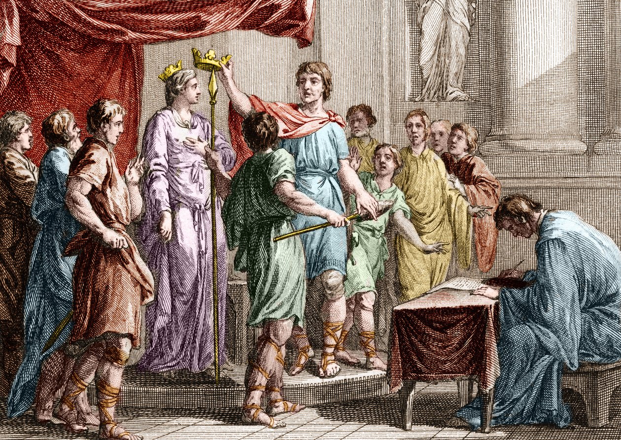 Salic Law - Establishment of the Salic Law, redigested by Clovis I in 508, it essentially consists in settling the problems of procedures concerning property and persons and settling inheritance rights for land which can only be passed on to men by Unknown artist