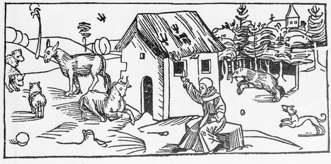 San Marinus. Engraving from “Leben der Heiligen - sommerteil” (The book of the saint) by Jacobus (James) of Voragine (1228-1298). Lubeck 1488. by Unknown artist