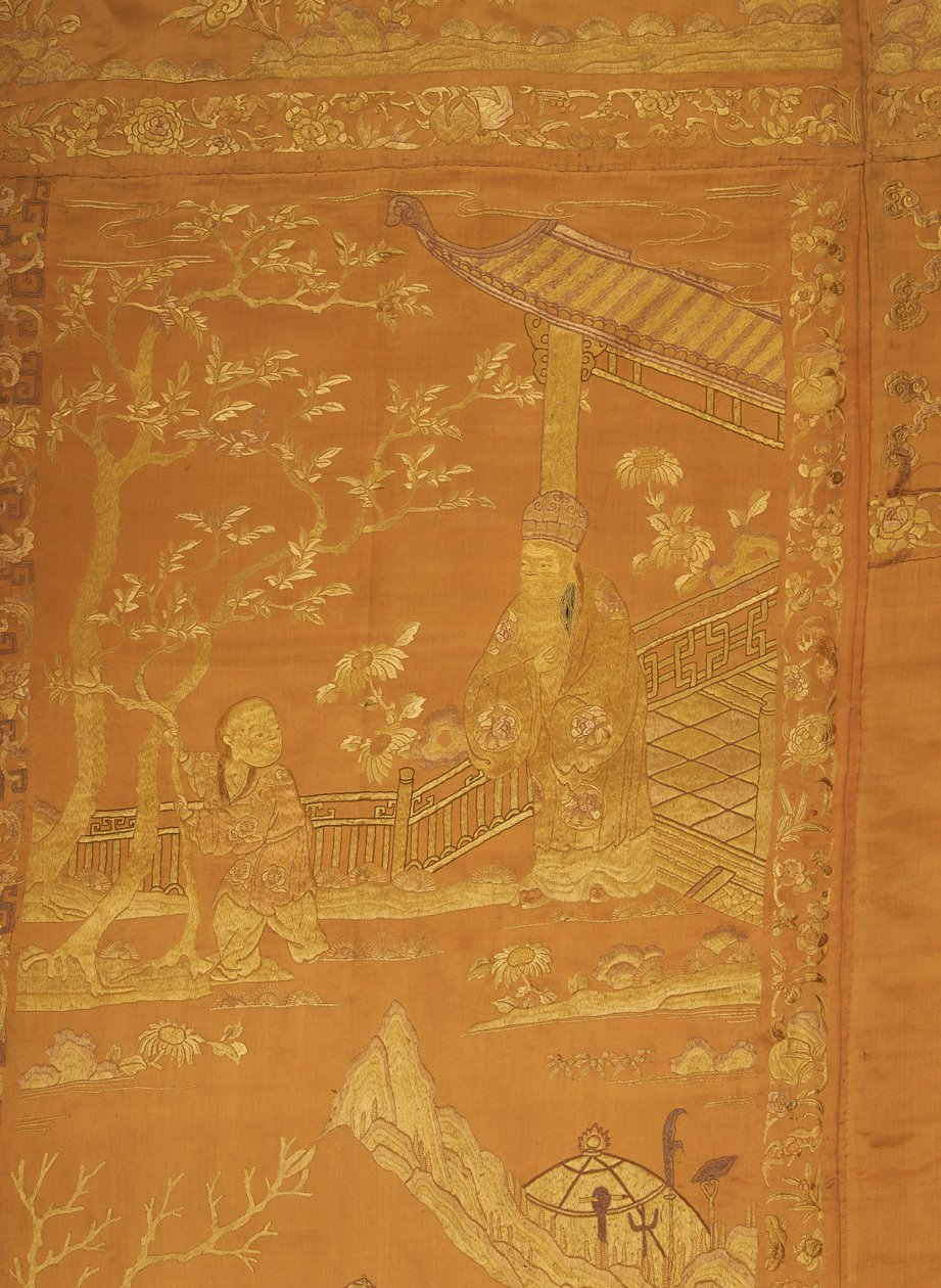 Satin, Embroidered. In the Form of a Large Hanging by Unknown artist
