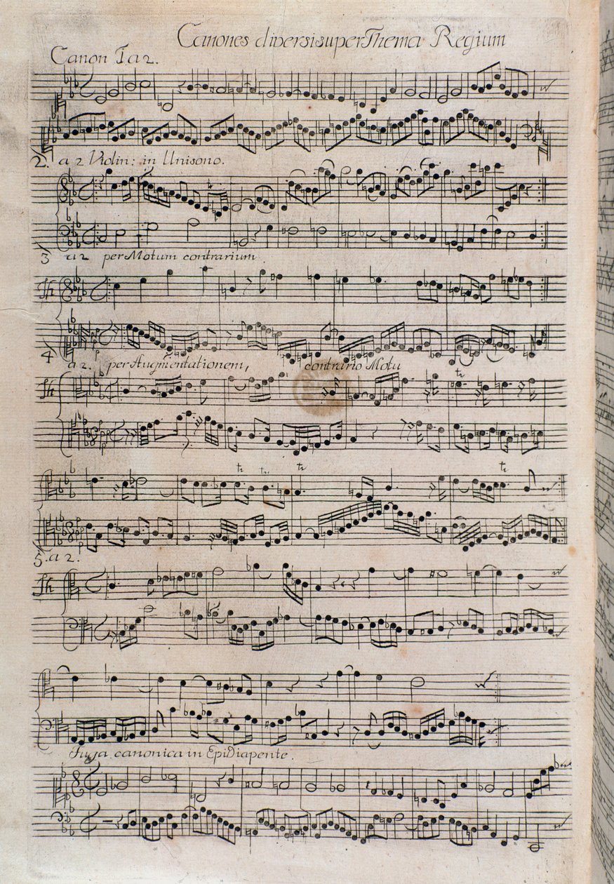 Sheet Music of Canones Diversi Super Thema Regium, Musical Offering by Johann Sebastian Bach by Unknown artist