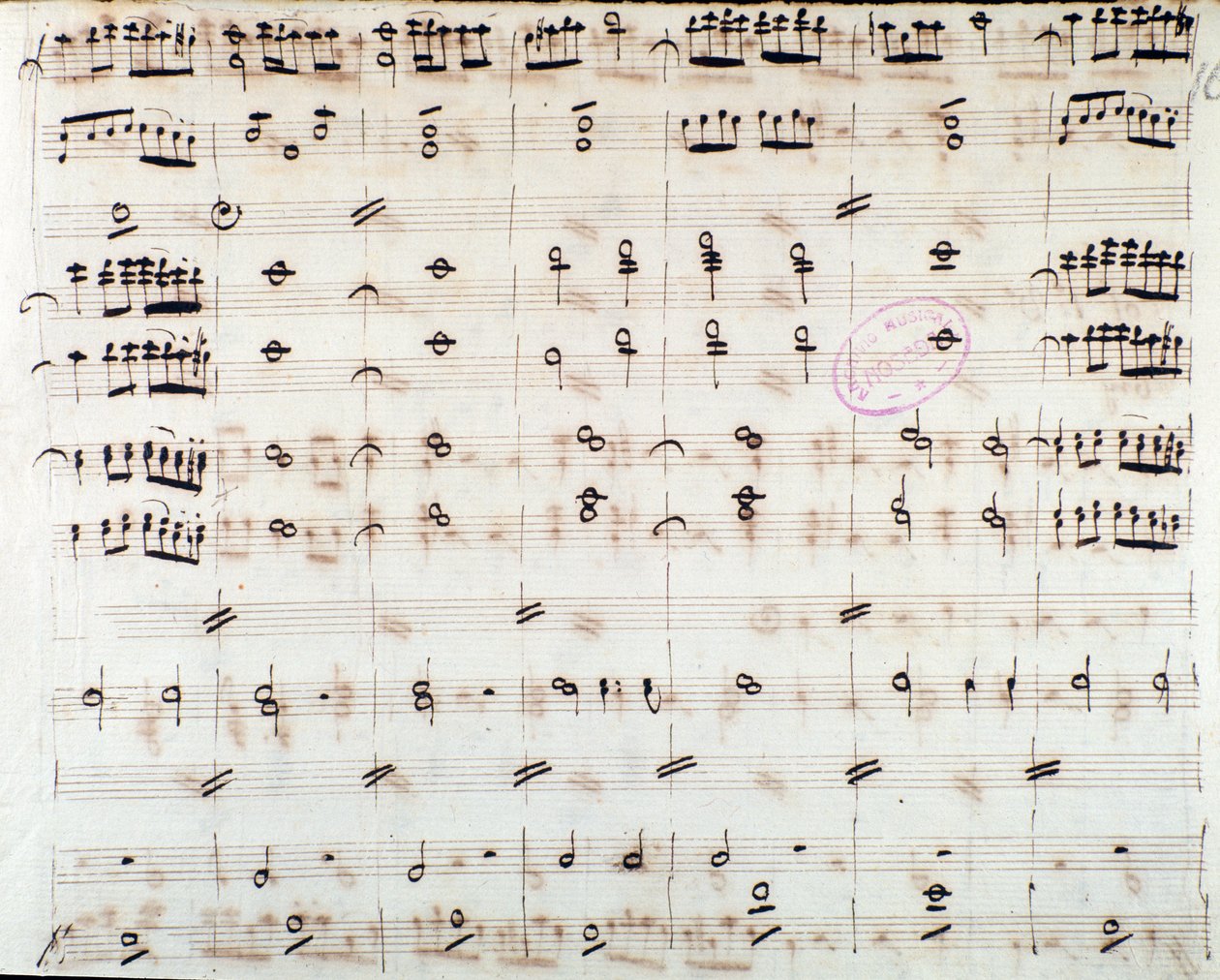 Sheet music page for the first violin in the opening of Mithridate, King of the Pont, opera by Mozart by Unknown artist