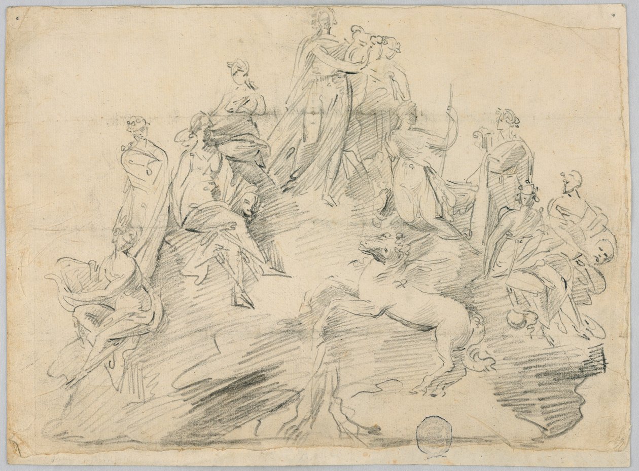 Sketch of Apollo, the Nine Muses and Pegasus upon the Summit of the Helicon by Unknown artist