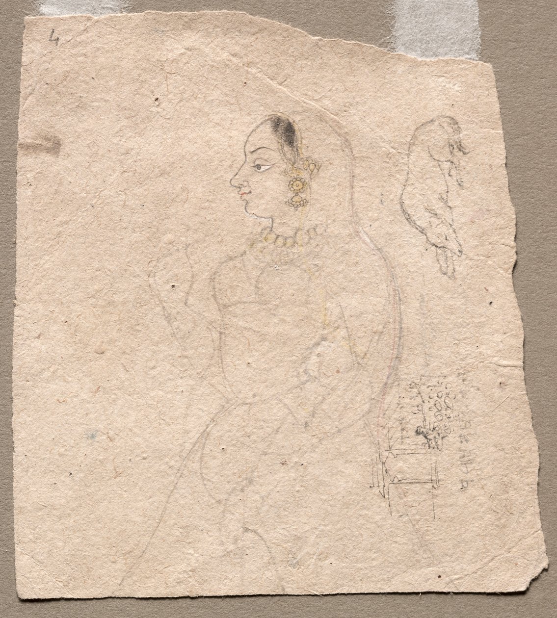 Sketch of a Woman with an Elephant and Other Animals on Reverse by Unknown artist