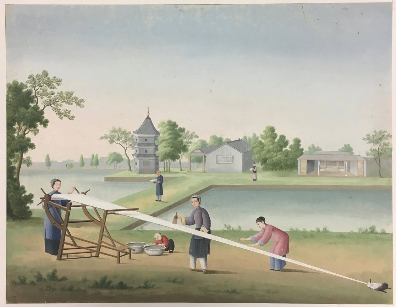 Spinning Cloth, Preparing Tea Leaves, Preparing Silk by Unknown artist