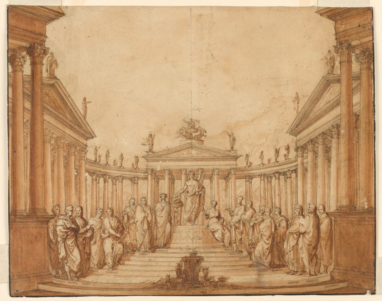 Stage Design, Apollo with Famous Men and Muses by Unknown artist