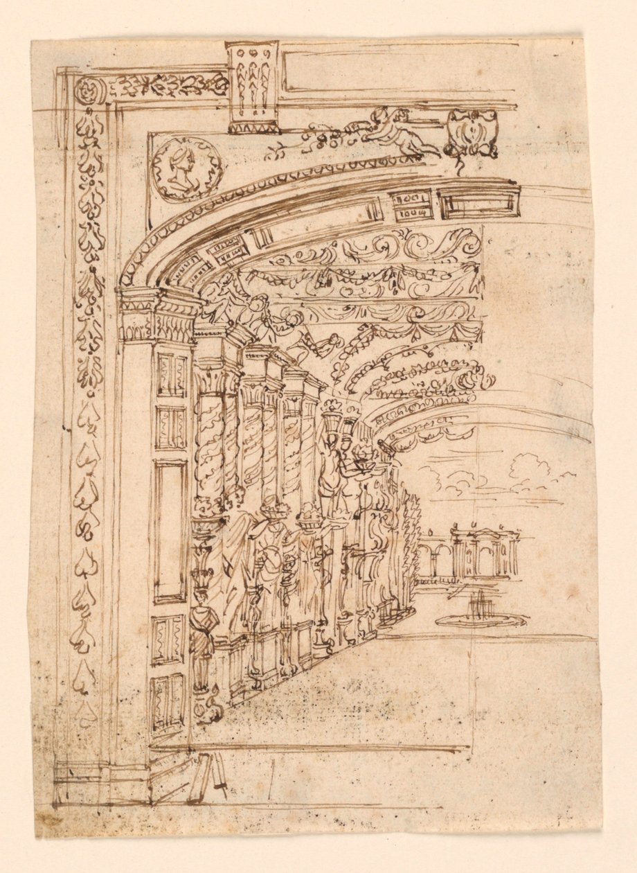 Stage Design: Arcade Leading to a Garden by Unknown artist