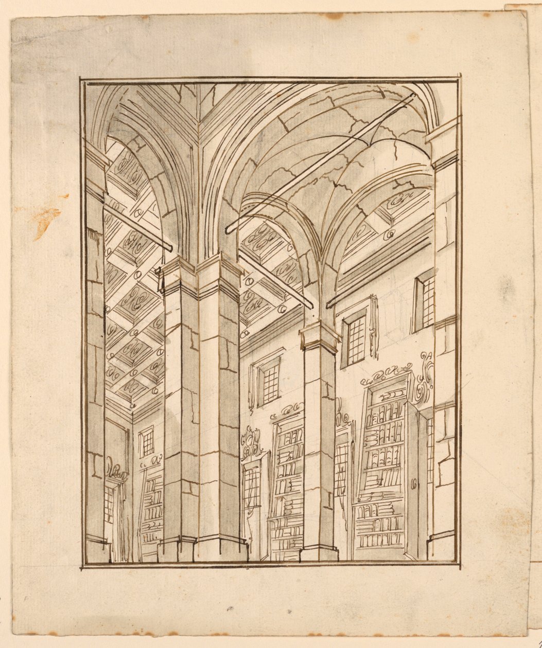 Stage Design: Library Interior with Arches by Unknown artist