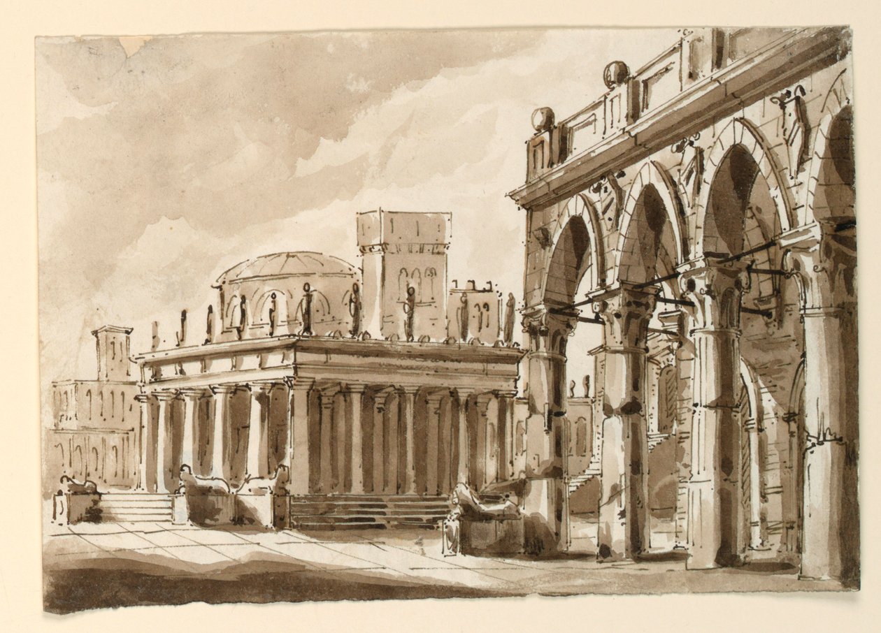 Stage Design, Square with Public Building by Unknown artist