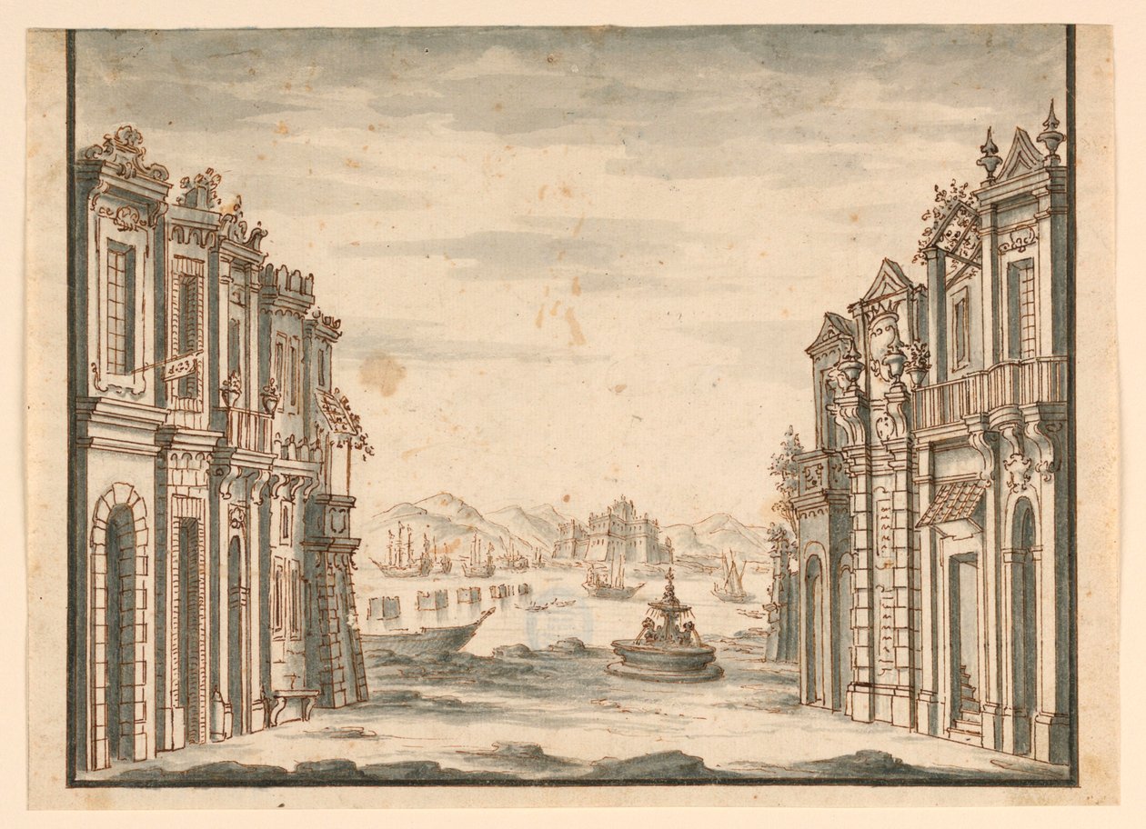Stage Design, View of Town by Unknown artist