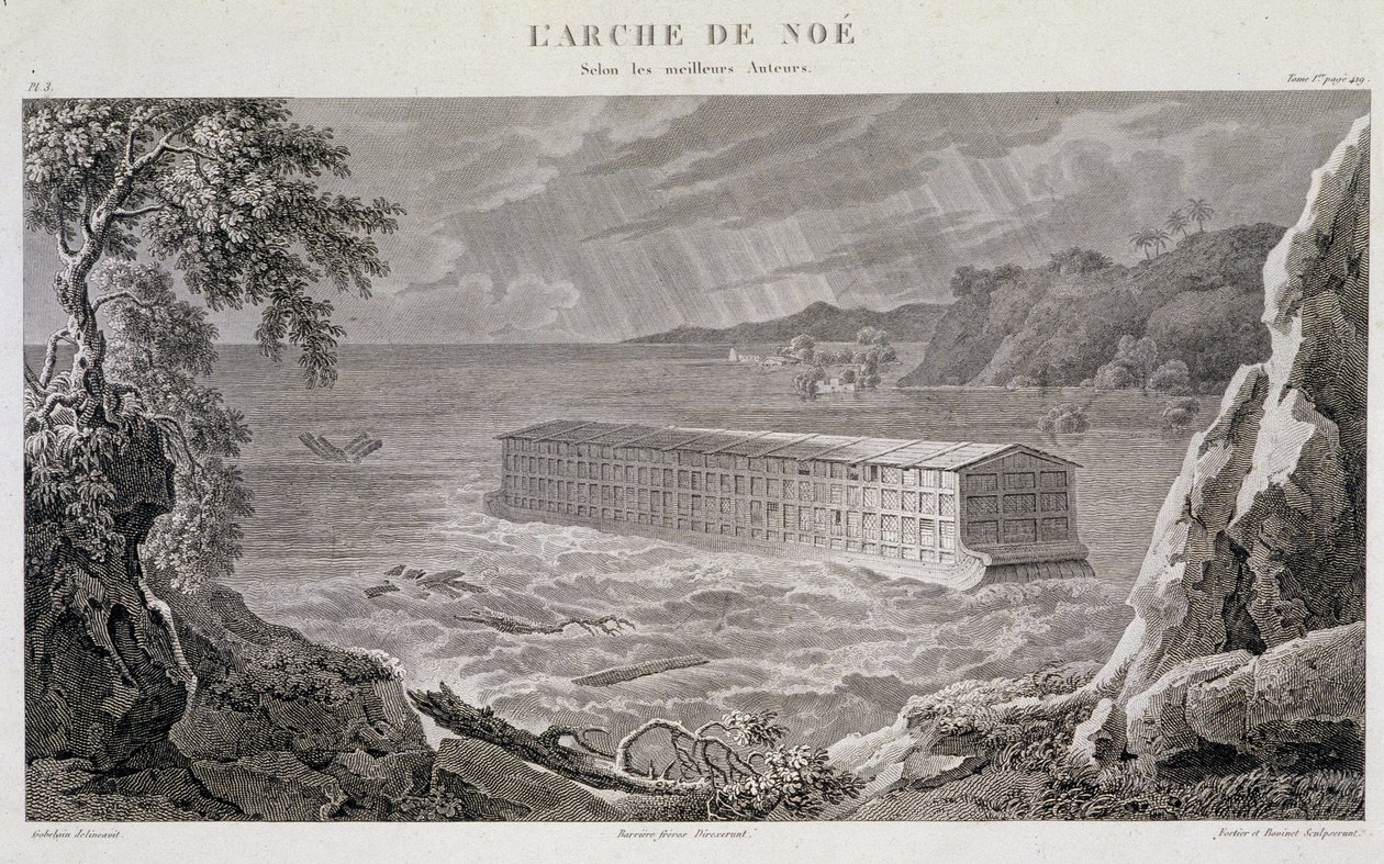 The Arch of Noe under the Deluge (engraving by Fortier and Bovinet) by Unknown artist