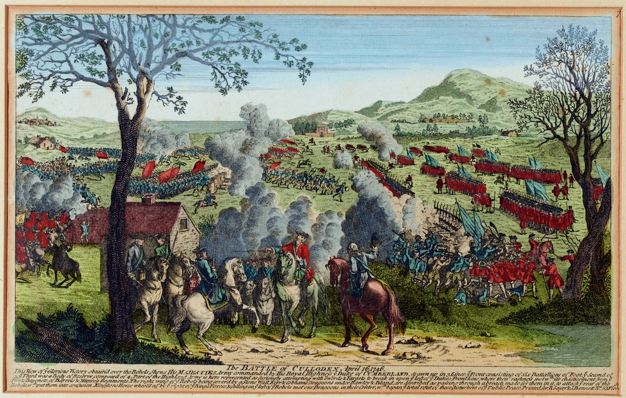 The Battle of Culloden 16 April 1746 (engraving, coloured) by Unknown artist