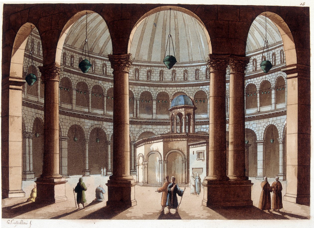 The Church of the Holy Sepulchre, Palestine. In “Le costume ancien et moderne” by Unknown artist