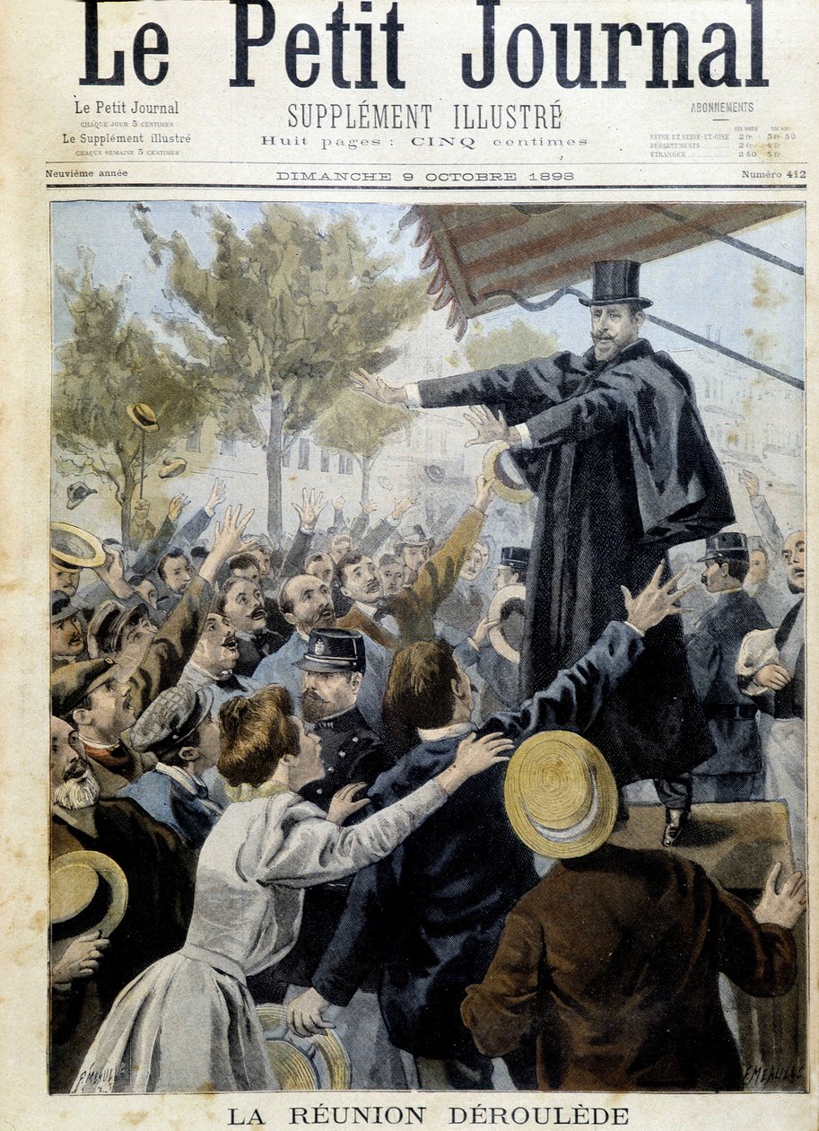 The Deroulede meeting. Speech by Paul Deroulede (1846-1914), one of the founders of the League of Patriots - in 