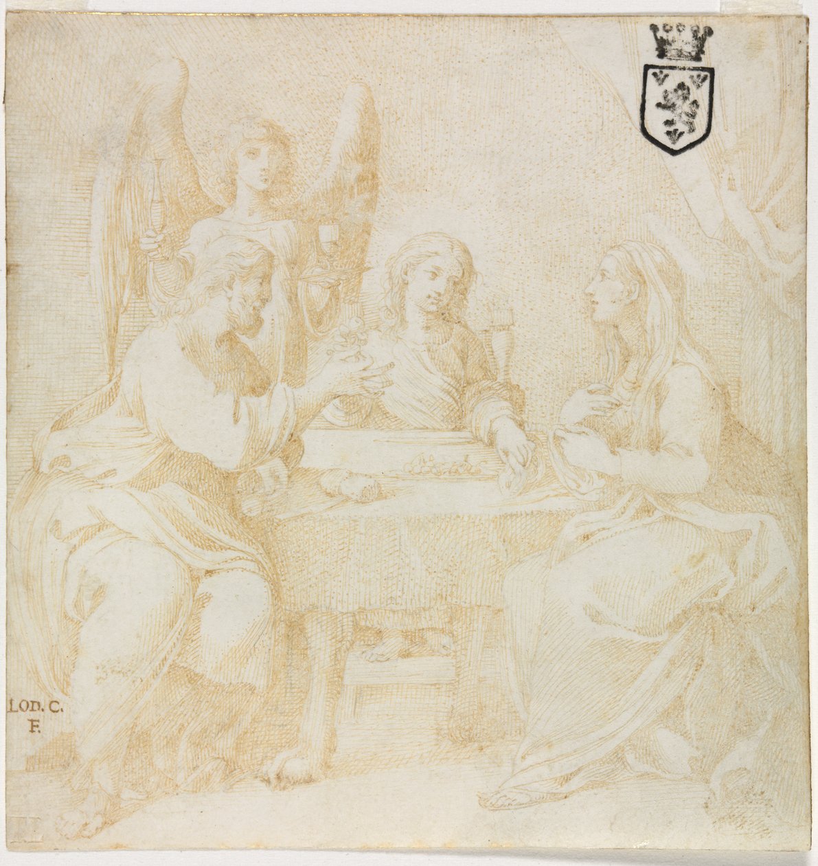 The Holy Family at Table Served by an Angel by Unknown artist