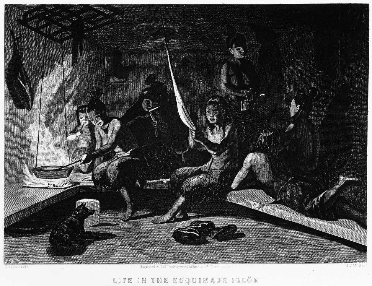 The Life of Eskimos in an Igloo - Elisha Kent Kane, Arctic Exploration in Years 1853 - 1855, Philadelphia, Childs and Peterson by Unknown artist