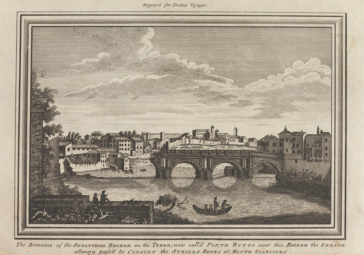 The Remains of the Senatorial Bridge on the Tiber; now called Ponte Rotto over this Bridge the Senate always passed to Consult the Sibylline Books at Monte Gianicolo by Unknown artist
