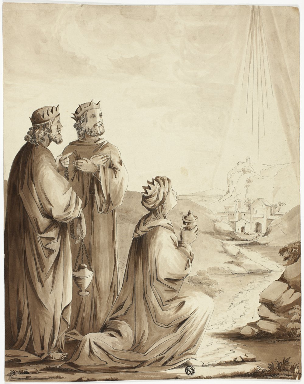 The Three Magi Pointing to the Star of Bethlehem by Unknown artist