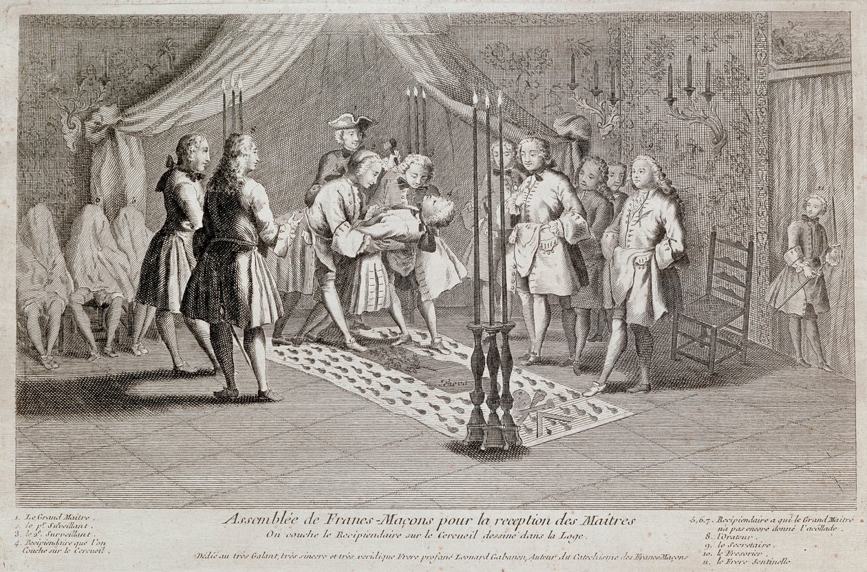 The First and Second Supervisors Lay the Recipient on the Coffin Drawn in the Lodge by Unknown artist