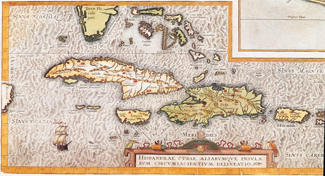 The islands of the Greater Antilles and the Lesser Antilles in the Caribbean Sea (map) by Unknown artist