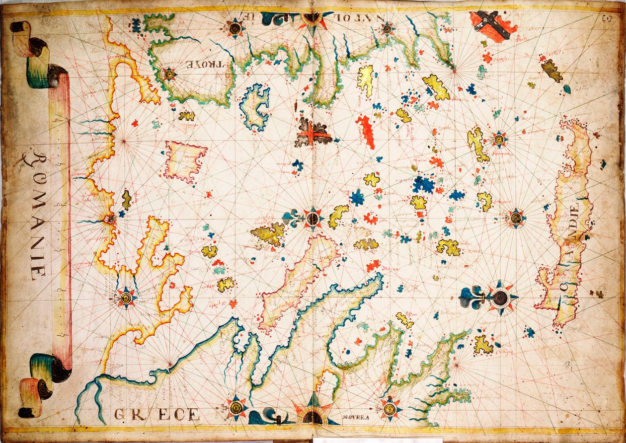 This Type of Early Vellum Sea Chart Originated in the Mediterranean in the 13th Century by Unknown artist