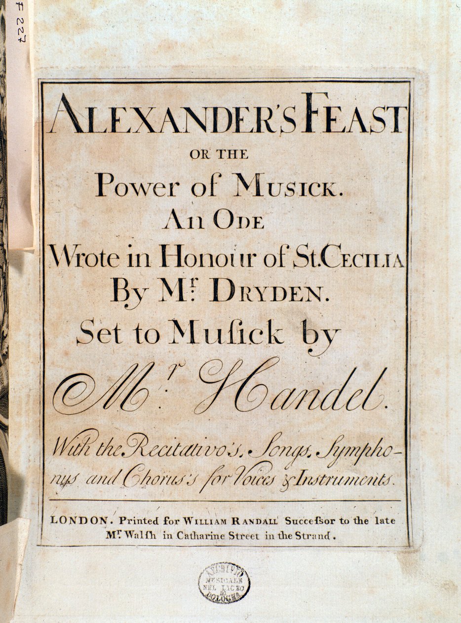 Title page of musical score of Alexander