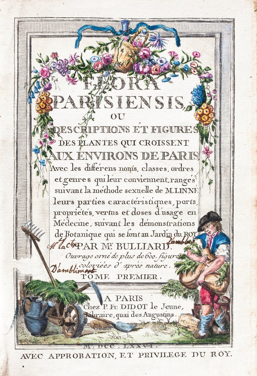 Title Page of the 1st Volume, Flora Parisiensis or Descriptions and Figures of the Plants which Grow Around Paris by Unknown artist