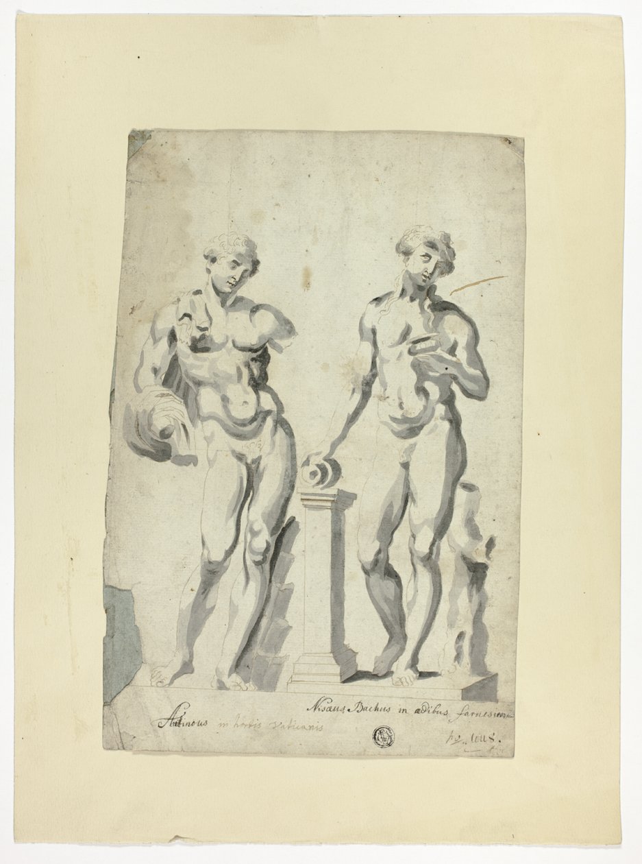 Two Sculptures: Antinous in Vatican Gardens and Nisaus Bacchus in the Farnese Palace by Unknown artist