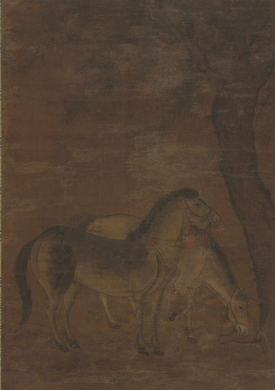 Two Horses Under a Tree by Unknown artist