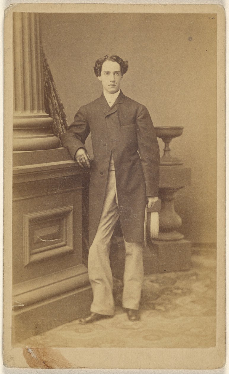 Unidentified man wearing gloves, holding a straw hat in his left hand, standing by Unknown artist