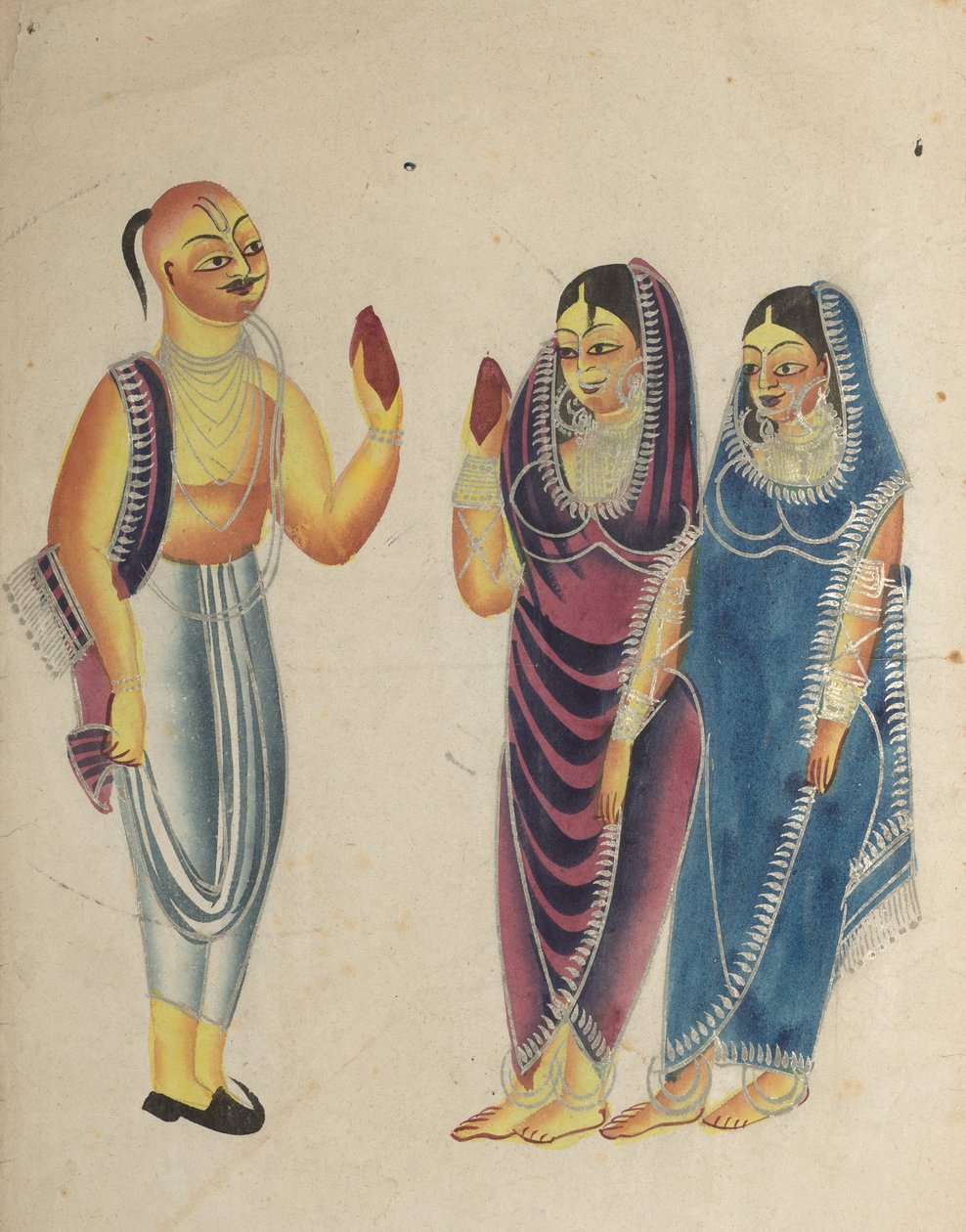 Vaishnava Devotee with Two Women by Unknown artist
