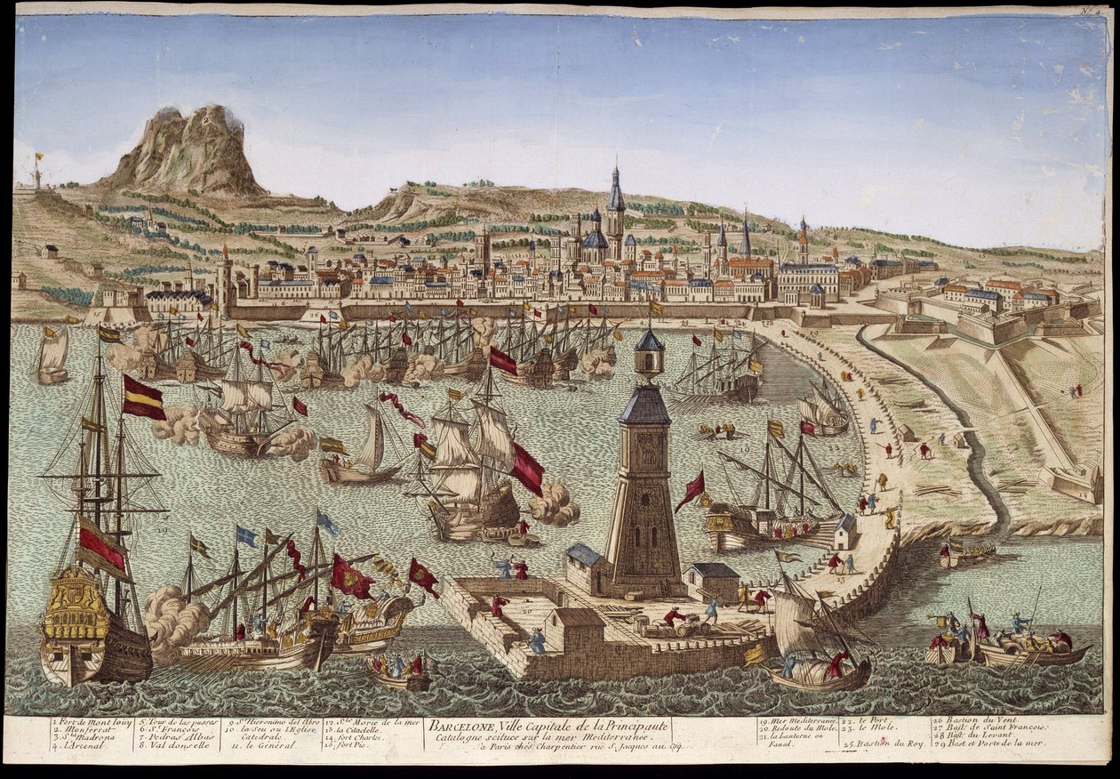 View of Barcelona and Its Port - Optical View by Unknown artist