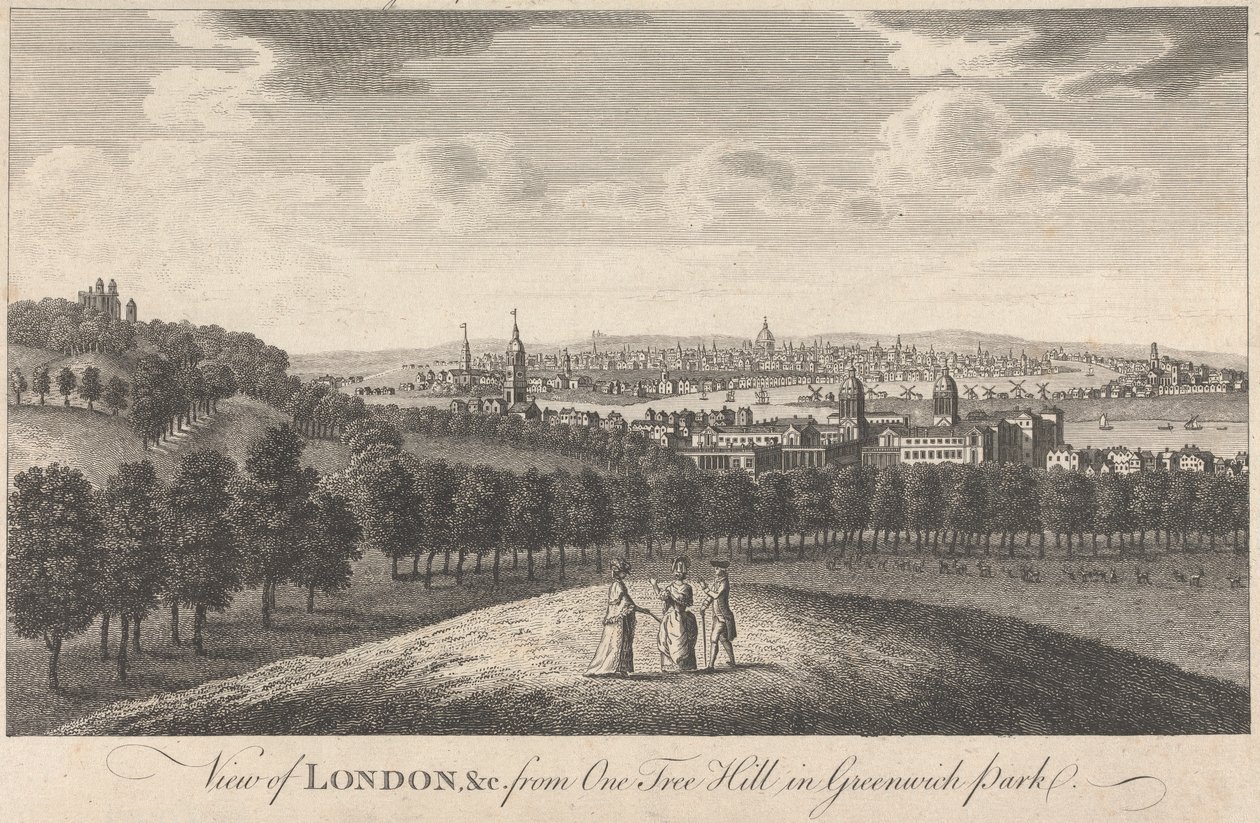 View of London and Church from One Tree Hill in Greenwich Park by Unknown artist