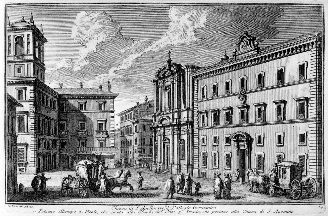 View of the Church of St. Apollinar and the Germanic College (Collegio Germanico) in Rome at the end of the 18th century by Unknown artist
