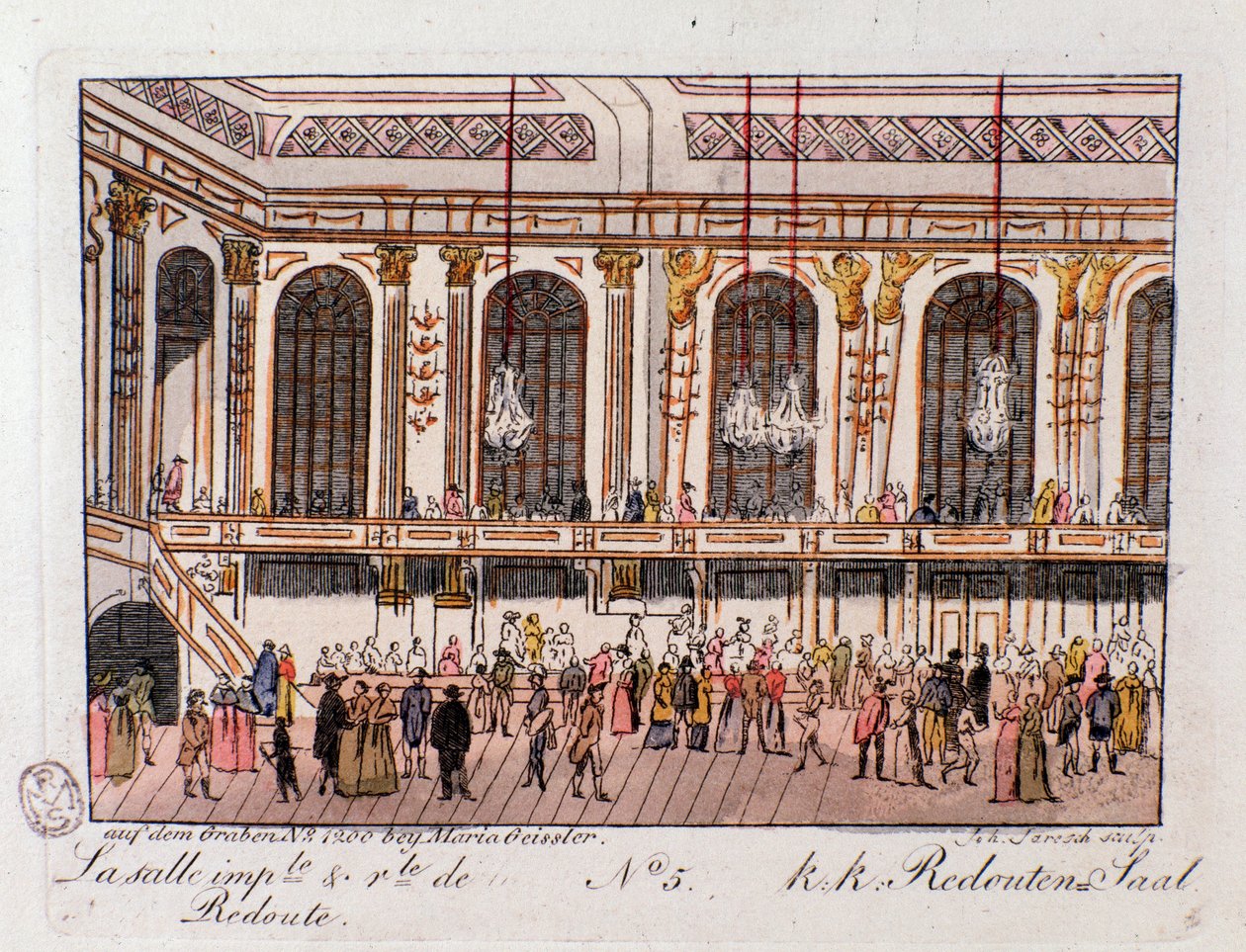 View of the Imperial and Royal Hall of the Redoubt in Vienna, Austria. Engraving from 1815 Private Collection by Unknown artist
