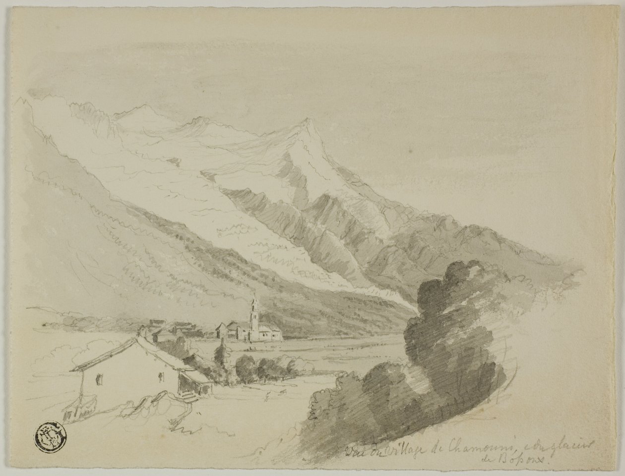 View of the Village of Chamonix, and the Bossons Glacier by Unknown artist