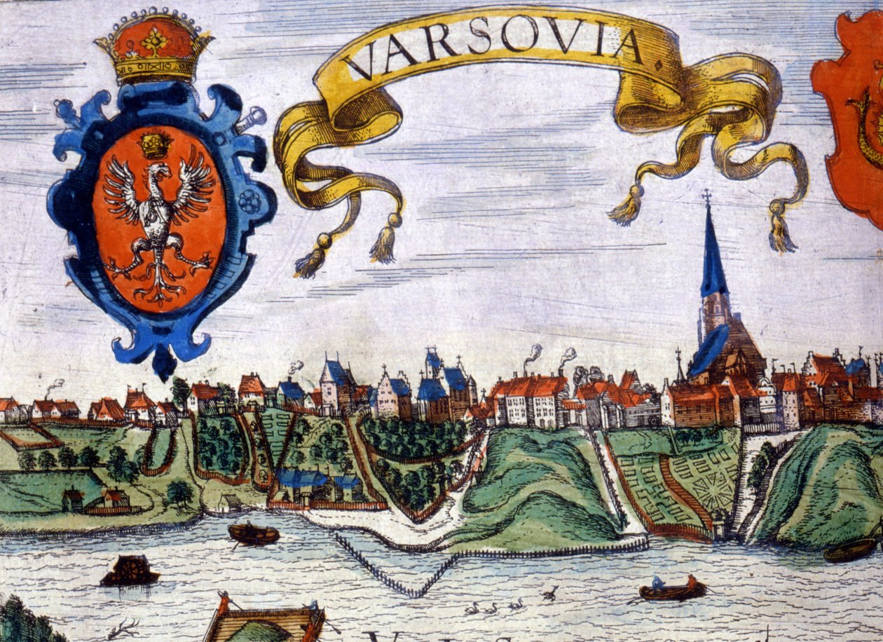 View of the city of Warsaw with the coat of arms of the city. 1780 by Unknown artist