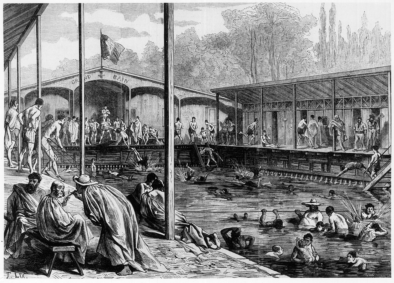 View of the cold baths in Paris - in 