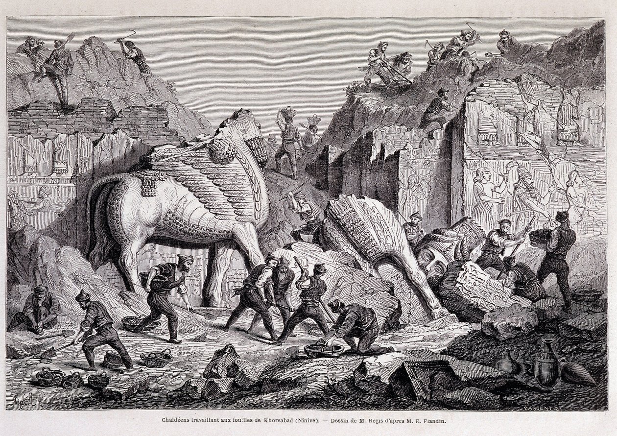 View of the Excavations of Khorsabad (Khunsabad) (Nineveh) - in Round the World, 2nd Week 1861 by Unknown artist