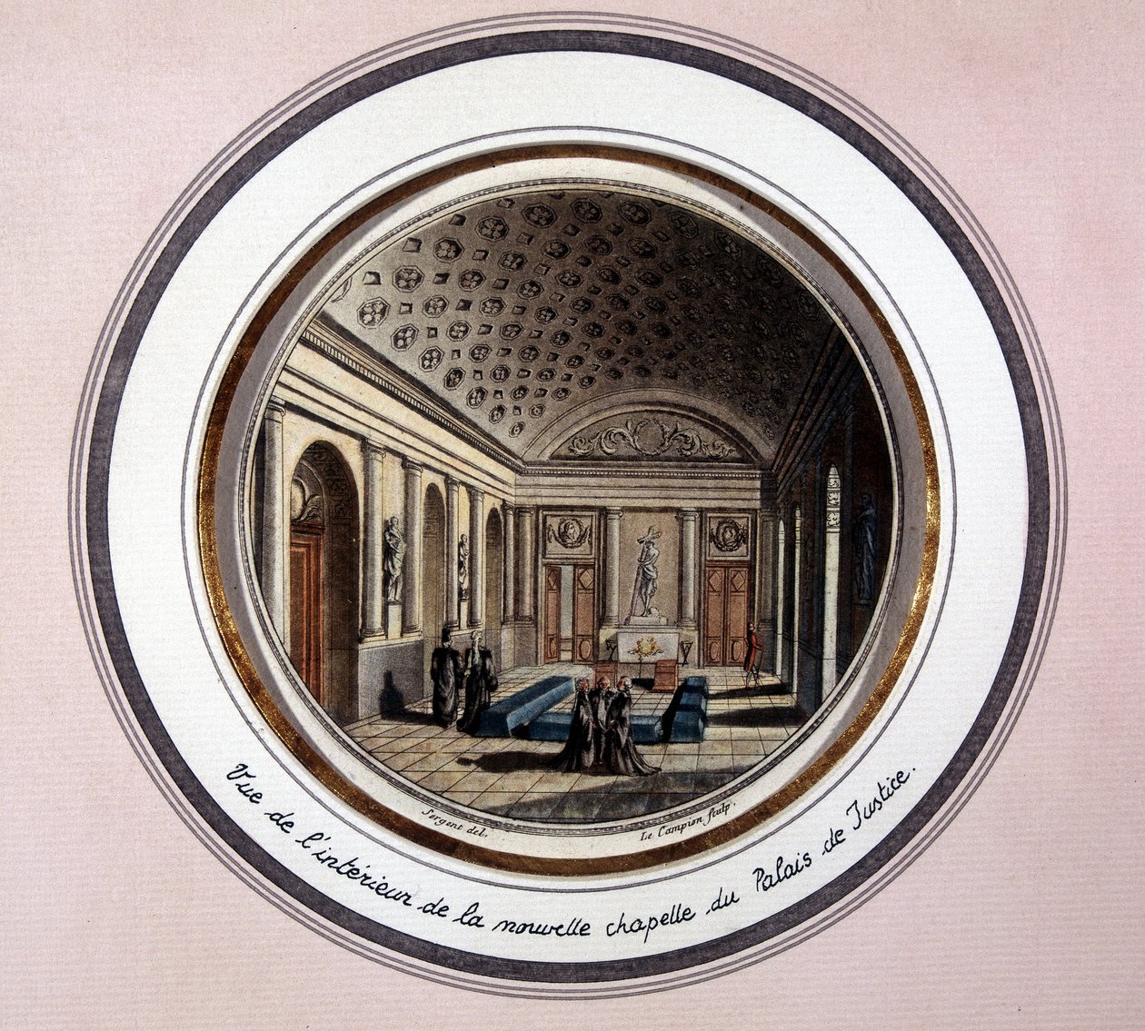 View of the interior of the Sainte Chapelle de Paris - engraving by Unknown artist