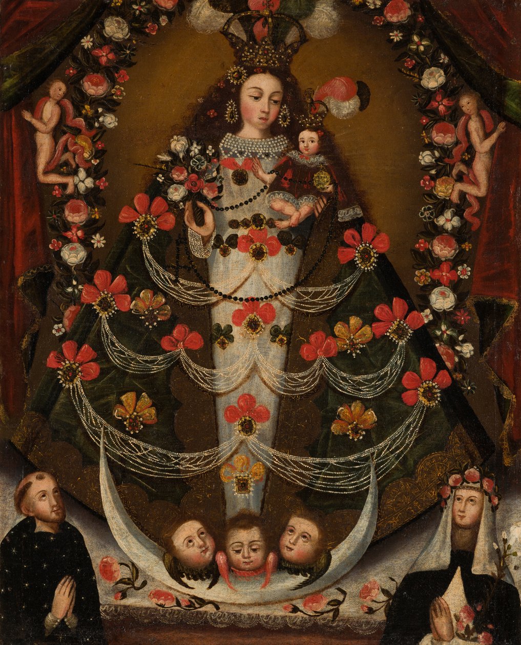 Virgin of Pomata with St. Nicholas Tolentino and St. Rose of Lima by Unknown artist