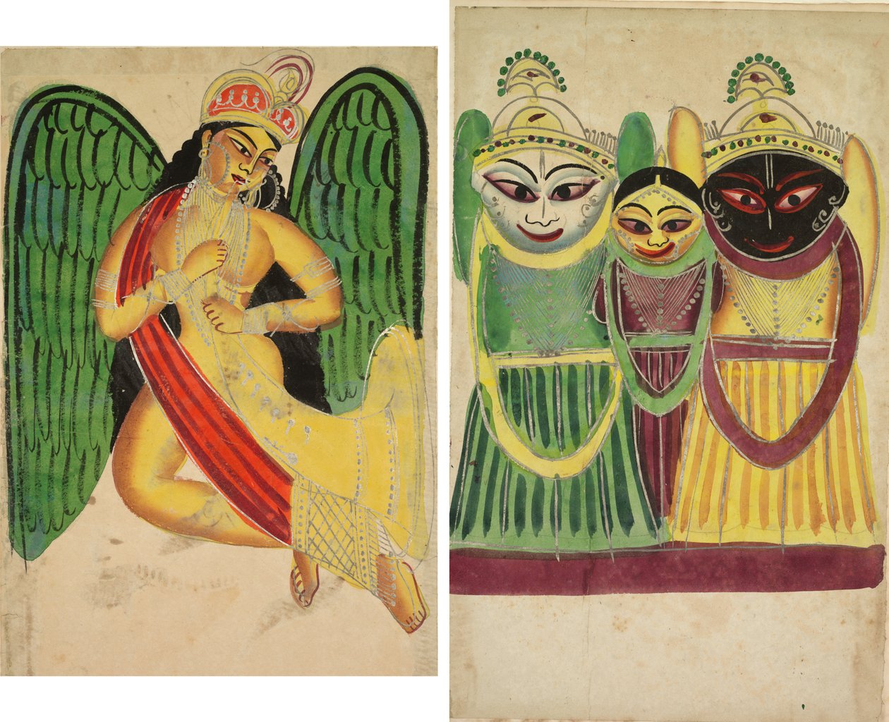 Winged Apsara with a Horn (recto); Jagannatha Trio (verso) by Unknown artist