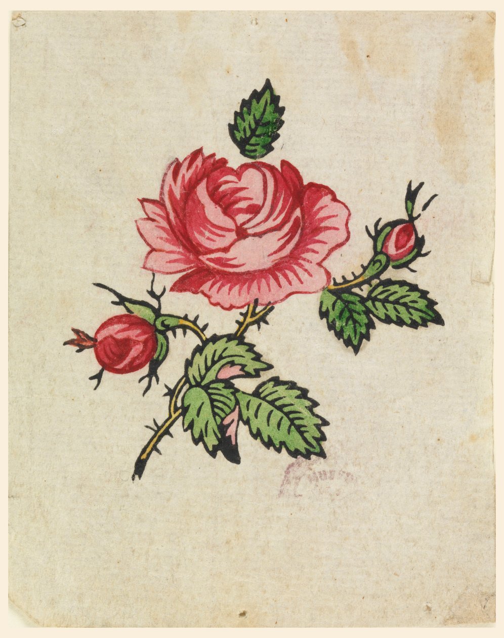 Woodblock Trial Proof for a Printed Textile by Unknown artist
